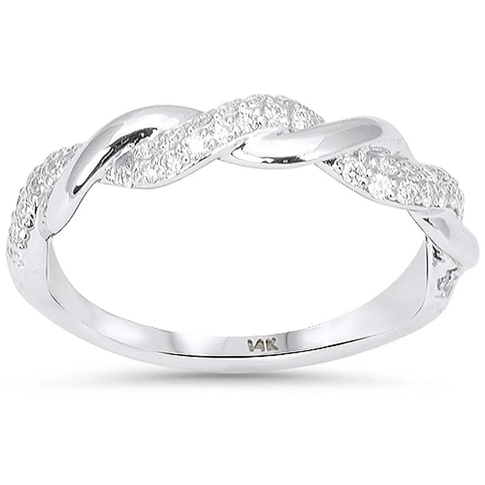 DIAMOND CLOSEOUT! .24ct G SI 14kt White Gold Diamond Infinity Twisted B& Ring Size 6.5