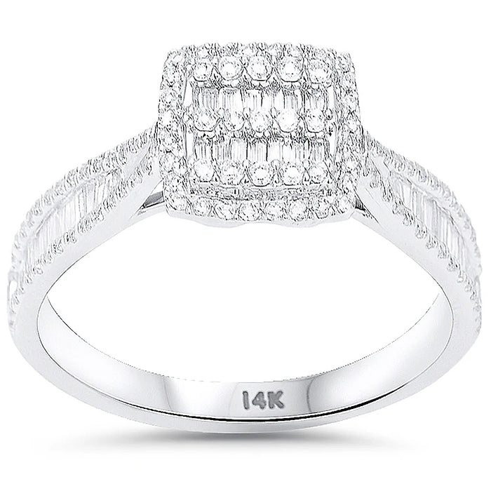 SPECIAL! .53ct G SI 14kt White Gold Diamond Square Shape Modern Ring Size 6.5