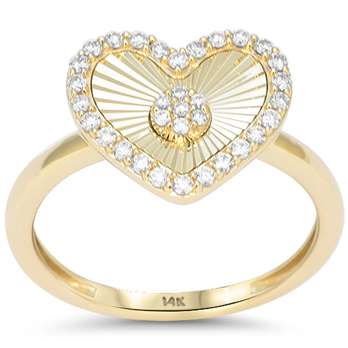 SPECIAL! .24ct G SI 14kt Yellow Gold Diamond Heart Shape Disc Medallion Ring Size 6.5