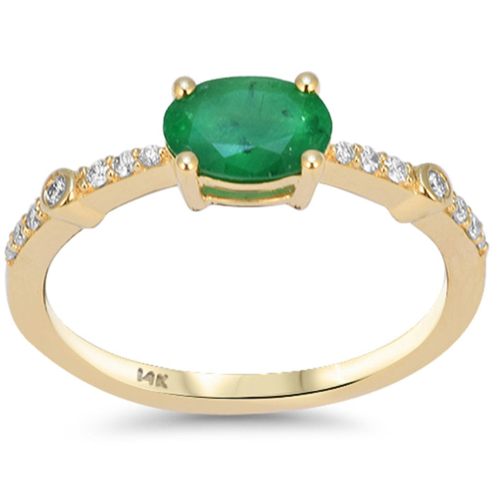 SPECIAL! .85ct G SI 14kt Yellow Gold Diamond & Emerald Gemstone Ring Size 6.5