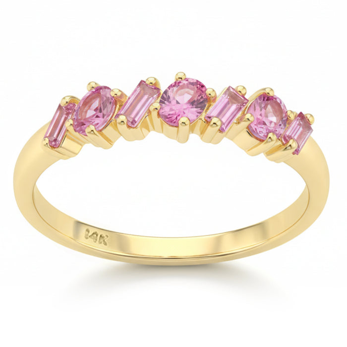 SPECIAL! .65ct G SI 14kt Yellow Gold Pink Sapphire Gemstone Band Ring Size 6.5
