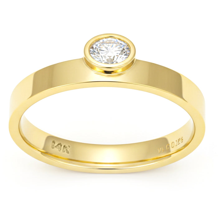 SPECIAL! .19ct G SI 14kt Yellow Gold Oval Diamond Bezel Set Band Ring Size 7