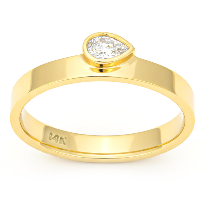 SPECIAL! .12ct G SI 14kt Yellow Gold Pear Cut Diamond Bezel set Band Ring Size 6.5
