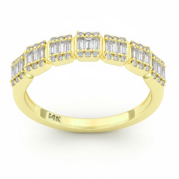 SPECIAL! .46ct G SI 14kt Yellow Gold Round & Baguette Diamond Band Ring Size 6.5