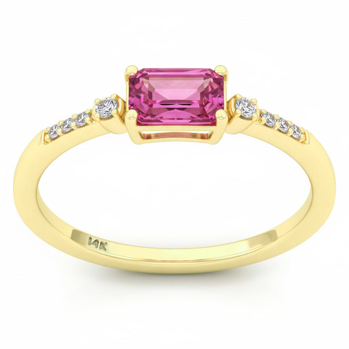 SPECIAL! .77ct G SI 14kt Yellow Gold Diamond & Pink Sapphire Gemstone Ring Size 6.5