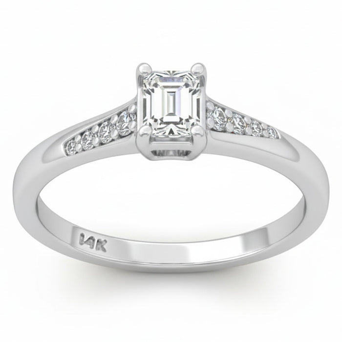 SPECIAL! .25ct G SI 14kt White Gold Emerald Cut Diamond Soliatire Promise Ring Size 6.5