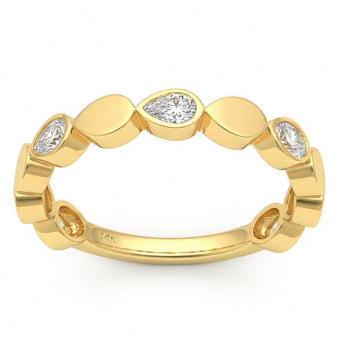 SPECIAL! .38ct G SI 14kt Yellow Gold Diamond Bezel Set Band Ring Size 6.5