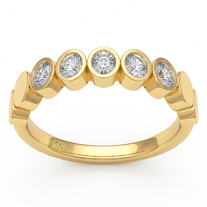 SPECIAL! .49ct G SI 14kt Yellow Gold Oval Diamond Bezel Set Band Ring Size 6.5