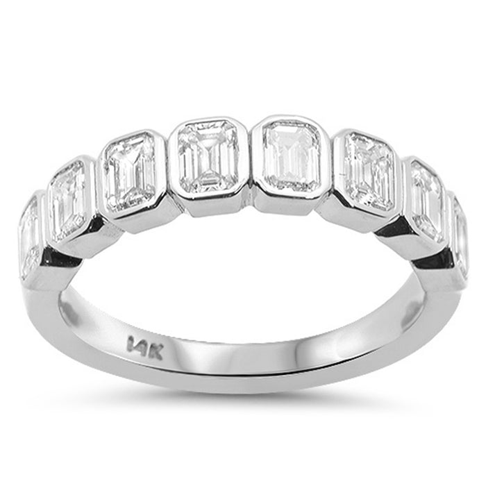 SPECIAL! 1.32ct G SI 14K White Gold Bezel Set Emerald Cut Diamond Eternity Band Size 7