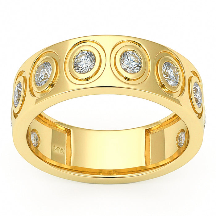 SPECIAL! .93ct G SI 14kt Yellow Gold Diamond Bezel Set Band Ring Size 6.5