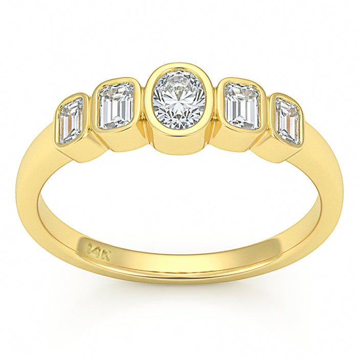 SPECIAL! .66ct G SI 14kt Yellow Gold Diamond Bezel Set Band Ring Size 6.5