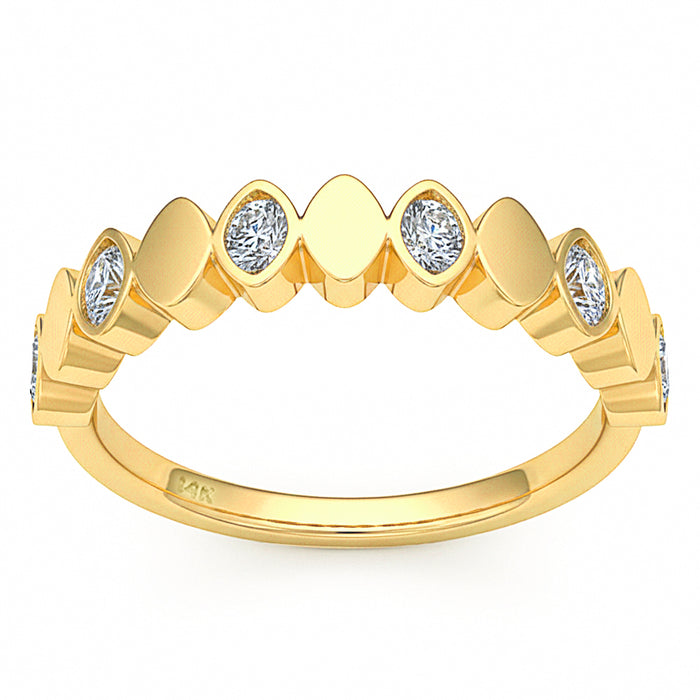 SPECIAL! .43ct G SI 14kt Yellow Gold Diamond Bezel Set Band Ring Size 6.5