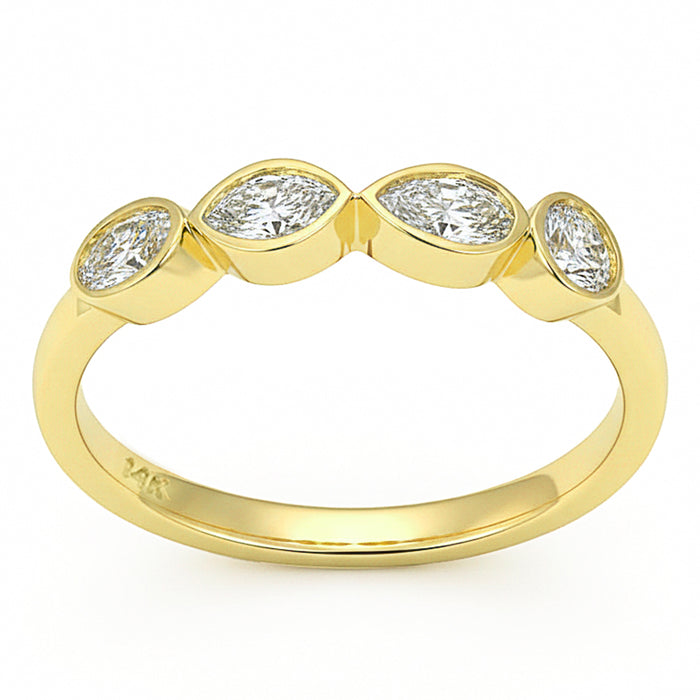 SPECIAL! .46ct G SI 14kt Yellow Gold Diamond Bezel Set Band Ring Size 6.5