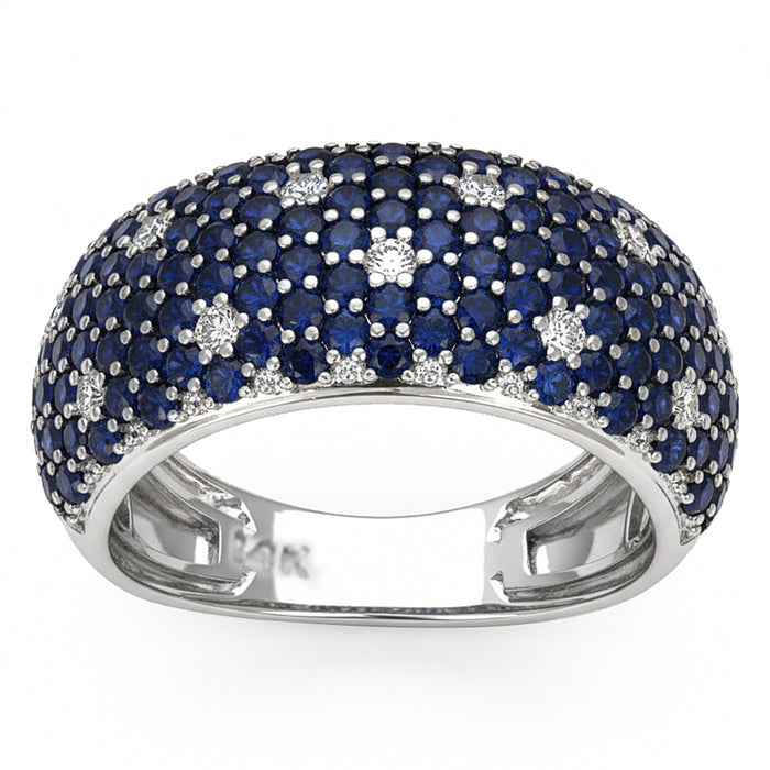 SPECIAL! 2.33ct G SI 14kt White Gold Diamond & Blue Sapphire Gemstone Ring Size 6.5
