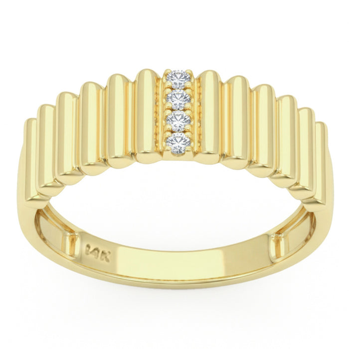 SPECIAL! .06ct G SI 14kt Yellow Gold Fluted Diamond Band Ring Size 6.5