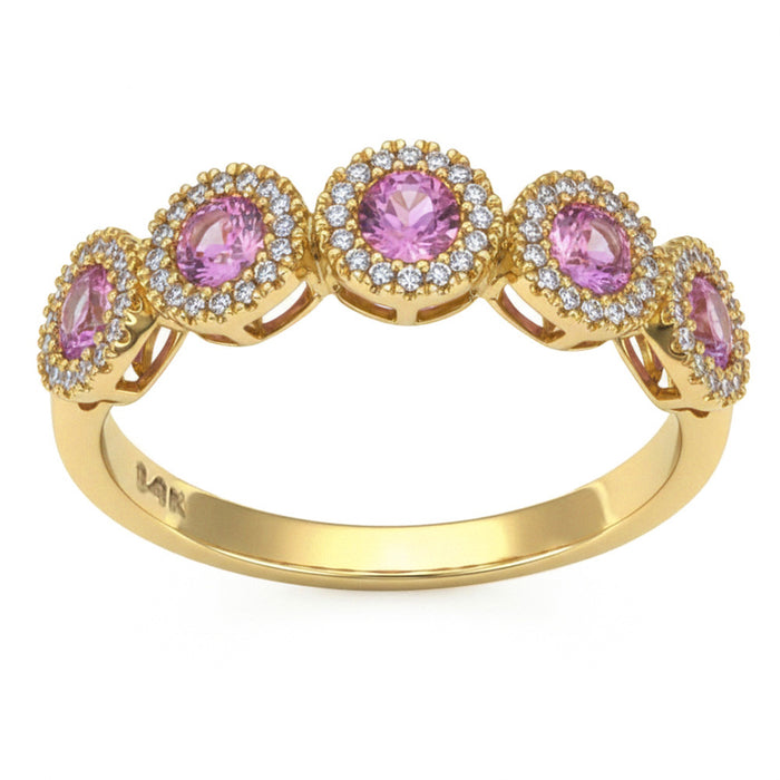 SPECIAL! .78ct G SI 14kt Yellow Gold Diamond & Pink Sapphire Gemstone Ring Size 6.5