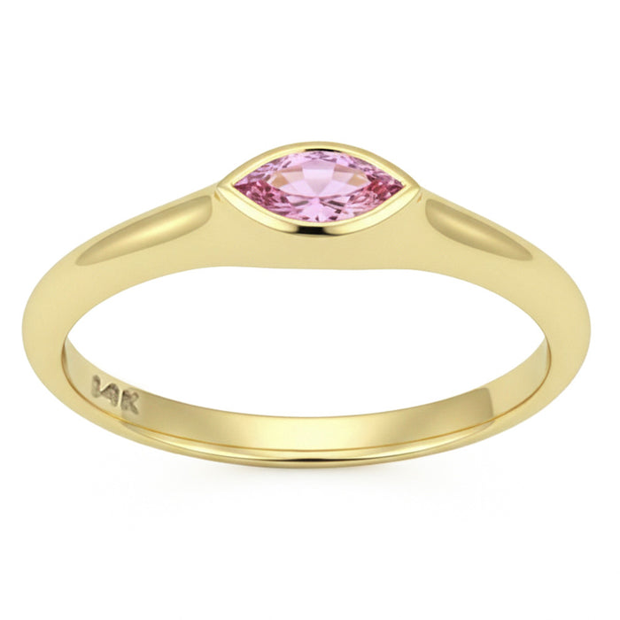 SPECIAL! .26ct G SI 14kt Yellow Gold Pink Sapphire Gemstone Bezel Set Ring Size 6.5