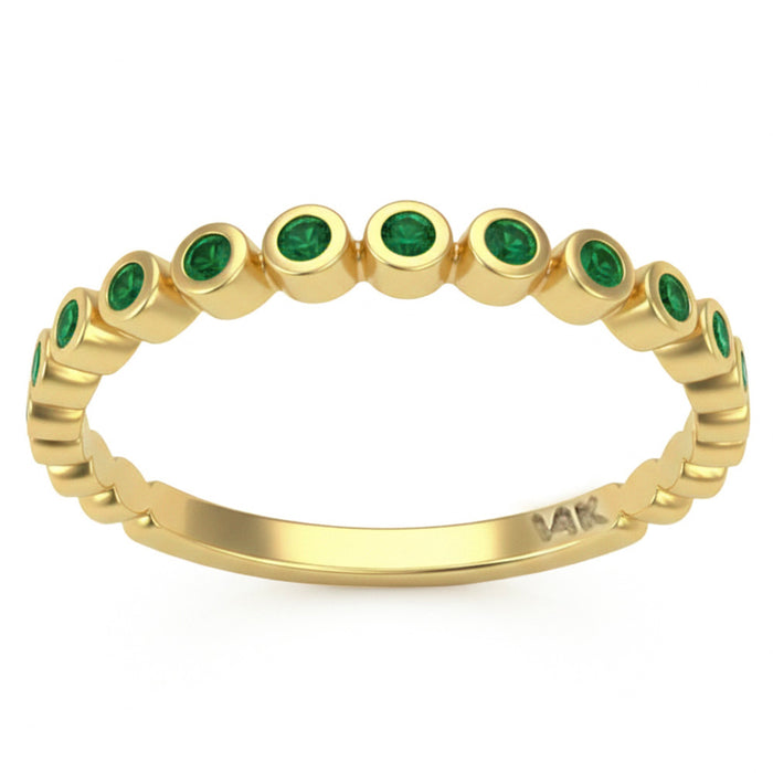 .14ct G SI 14kt Yellow Gold Emerald Gemstone Bezel Set Ring Size 6.5