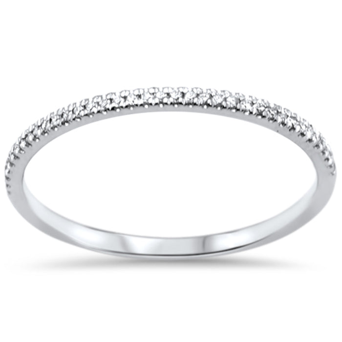 .09ct F SI 14K White Gold Round Diamond Anniversary Stackable Band Ring Size 7
