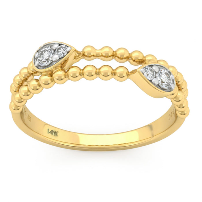 SPECIAL! .14ct G SI 14kt Yellow Gold Diamond Beaded Band Ring Size 6.5
