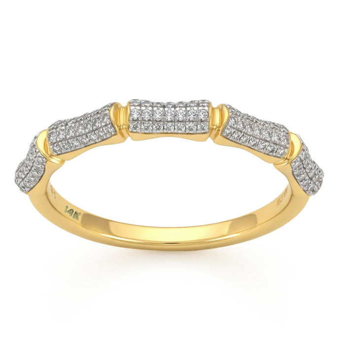 SPECIAL! .15ct G SI 14kt Yellow Gold Bamboo Design Diamond Band Ring Size 6.5