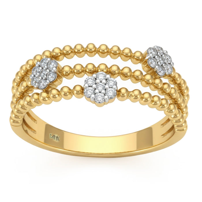SPECIAL! .17ct G SI 14kt Yellow Gold Diamond Multi Bead Band Ring Size 6.5