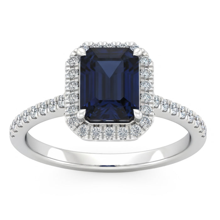 SPECIAL! 2.55ct G SI 14kt White Gold Diamond & Blue Sapphire Gemstone Ring Size 6.5