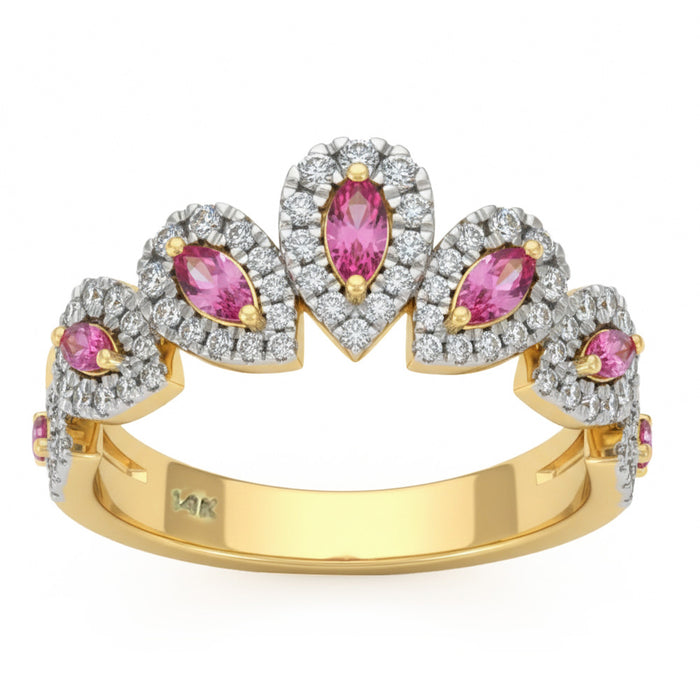 SPECIAL! .93ct G SI 14kt Yellow Gold Diamond & Pink Sapphire Gemstone Ring Size 6.5