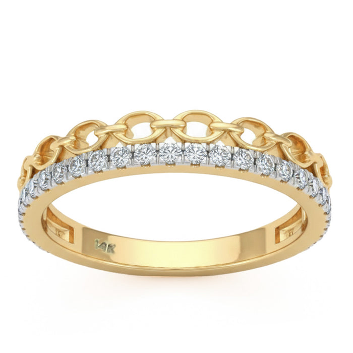 SPECIAL! .24ct G SI 14kt Yellow Gold Round Link Diamond Band Ring Size 6.5