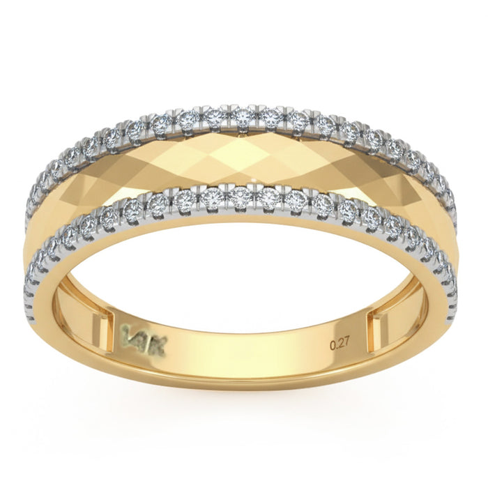 SPECIAL! .27ct G SI 14kt Yellow Gold Diamond Cut Modern Band Ring Size 6.5