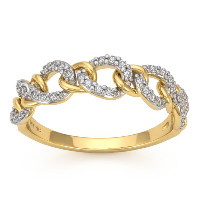 SPECIAL! .24ct G SI 14kt Yellow Gold Diamond Chain Link Ring Band Size 6.5