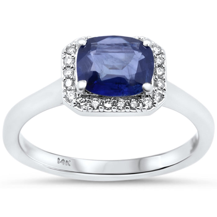 SPECIAL! 1.28ct G SI 14K White Gold Diamond & Blue Sapphire Gemstone Ring Size 6.5