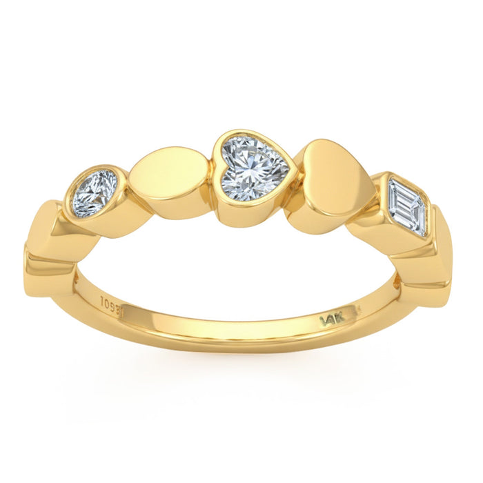 SPECIAL! .54ct G SI 14kt Yellow Gold Multi Shape Diamond Bezel Set Ring Size 6.5