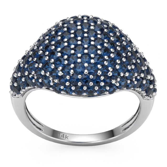 SPECIAL! 2.83ct G SI 14kt White Gold Blue Sapphire Pave Set Gemstone Ring Size 6.5