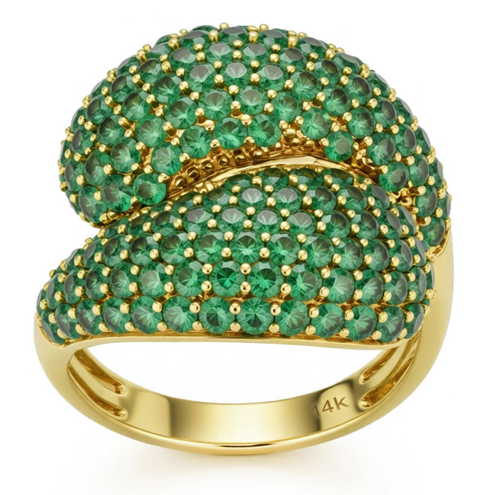 SPECIAL! 2.54ct G SI 14kt Yellow Gold Emerald Pave Set Gemstone Ring Size 6.5