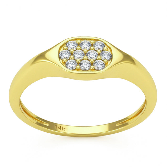 SPECIAL! .18ct G SI 14kt Yellow Gold Diamond Signet Band Ring Size 6.5