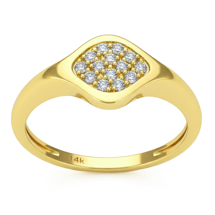 .SPECIAL! .13ct G SI 14kt Yellow Gold Diamond Modern Signet Band Pinky Ring Size 6.5