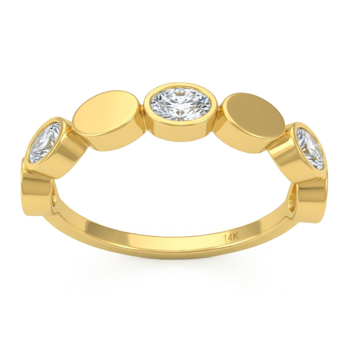 SPECIAL! .46ct G SI 14kt Yellow Gold Diamond Bezel Set Band Ring Size 6.5