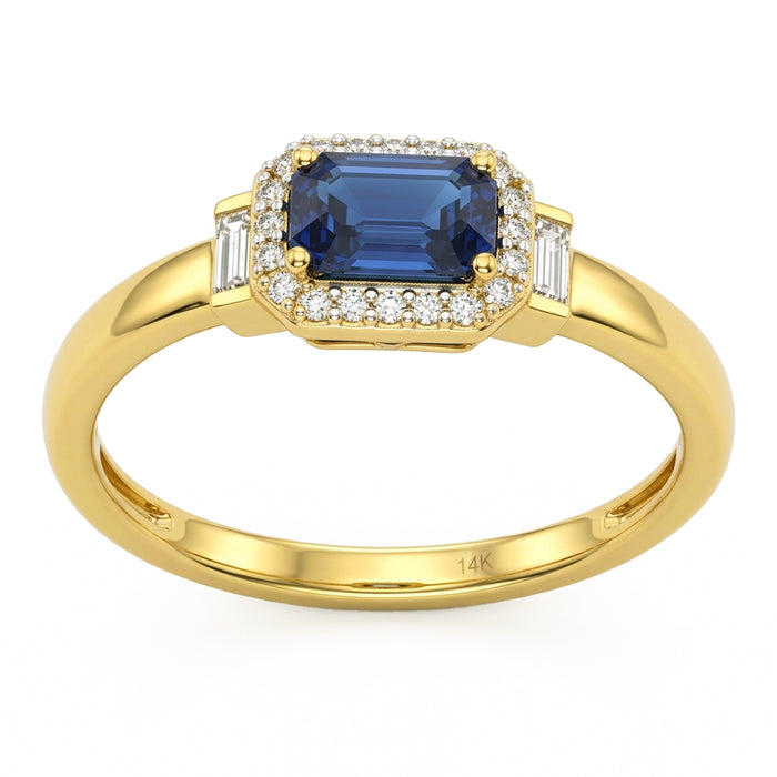 SPECIAL! .68ct G SI 14kt Yellow Gold Diamond & Blue Sapphire Gemstone Ring Size 6.5