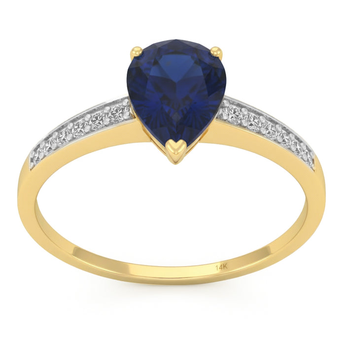 SPECIAL! 1.59ct G SI 14kt Yellow Gold Diamond & Blue Sapphire Gemstone Ring Size 6.5
