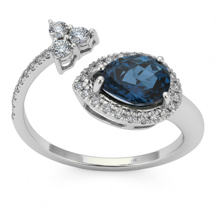 SPECIAL! 1.74ct G SI 14kt White Gold Diamond & Blue Topaz Gemstone Ring Size 6.5