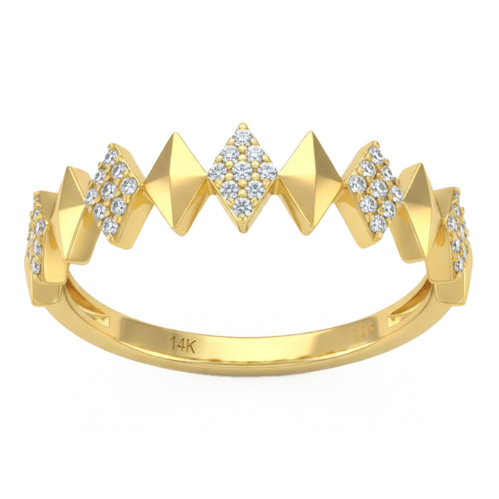 SPECIAL! .20ct G SI 14kt Yellow Gold Diamond Geometric Diamond Shape Ring Band Size 6.5