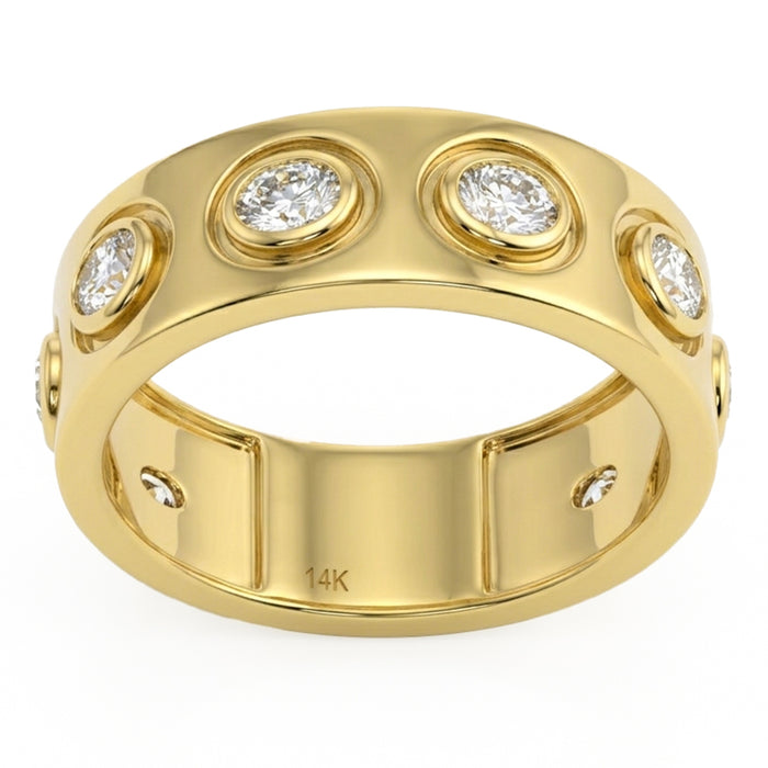 SPECIAL! .62ct G SI 14kt Yellow Gold Oval Diamond Wide Bezel Set Ring Band Size 6.5