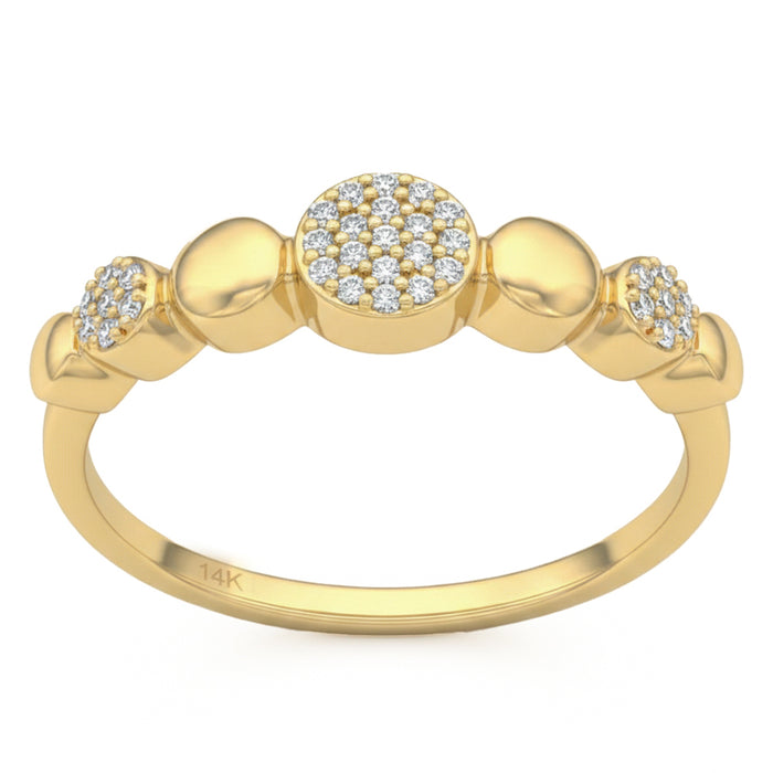 SPECIAL! .10ct G SI 14kt Yellow Gold Round Beaded Diamond Band Ring Size 6.5