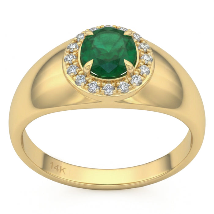 SPECIAL! .83ct G SI 14kt Yellow Gold Diamond & Emerald Gemstone Ring Size 6.5