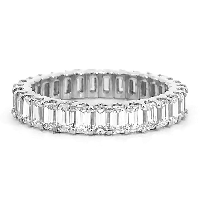SPECIAL! 3.11ct G SI 14kt White Gold Emerald Cut Diamond Eternity Band Ring Size 6.5