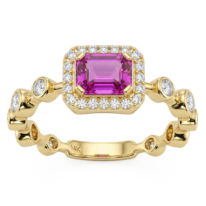 SPECIAL! .66ct G SI 14kt Yellow Gold Diamond & Pink Sapphire Gemstone Ring Size 6.5