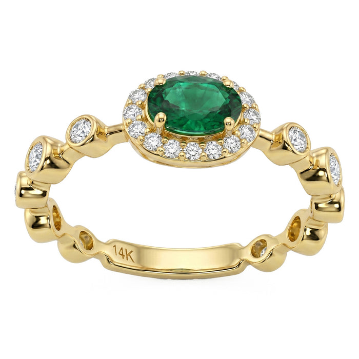 SPECIAL! .55ct G SI 14kt Yellow Gold Diamond & Emerald Gemstone Ring Size 6.5