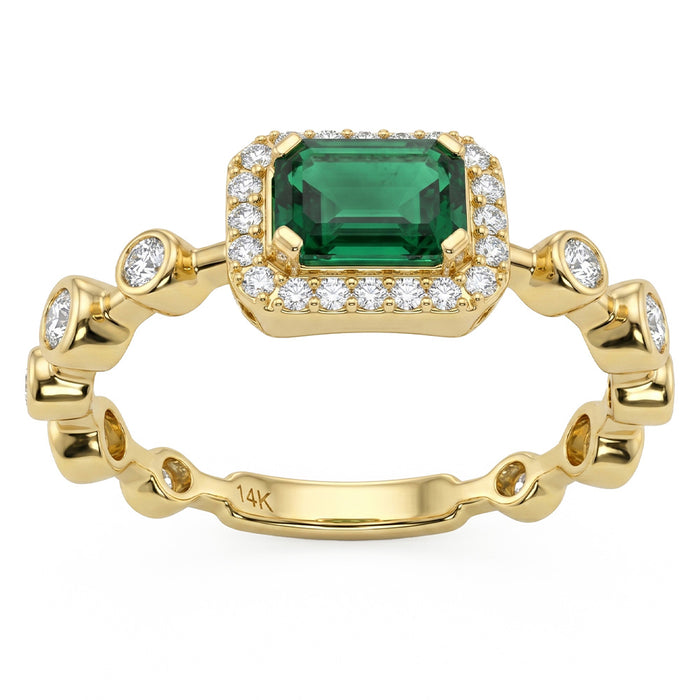 SPECIAL! .66ct G SI 14kt Yellow Gold Diamond & Emerald Gemstone Ring Size 6.5