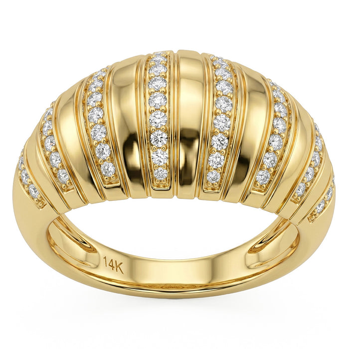 SPECIAL! .37ct G SI 14kt Yellow Gold Diamond Modern Dome Shape Band Ring Size 6.5